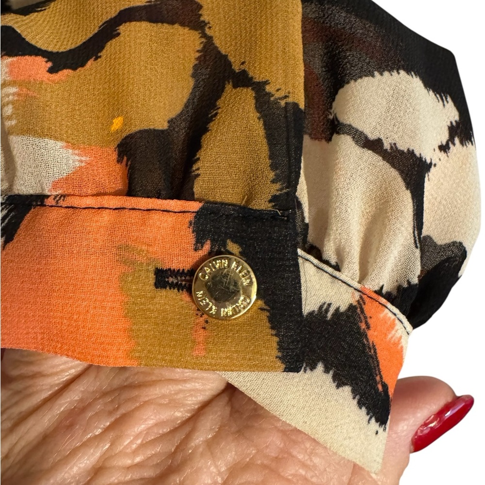 Beautiful Calvin Klein Multicolor Floral Print Blouse 1X #J - Picture 4 of 6